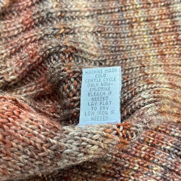 Ponsesa hoodie style sweater.  Cable knit brown & tan.  Size large. - Picture 9 of 12